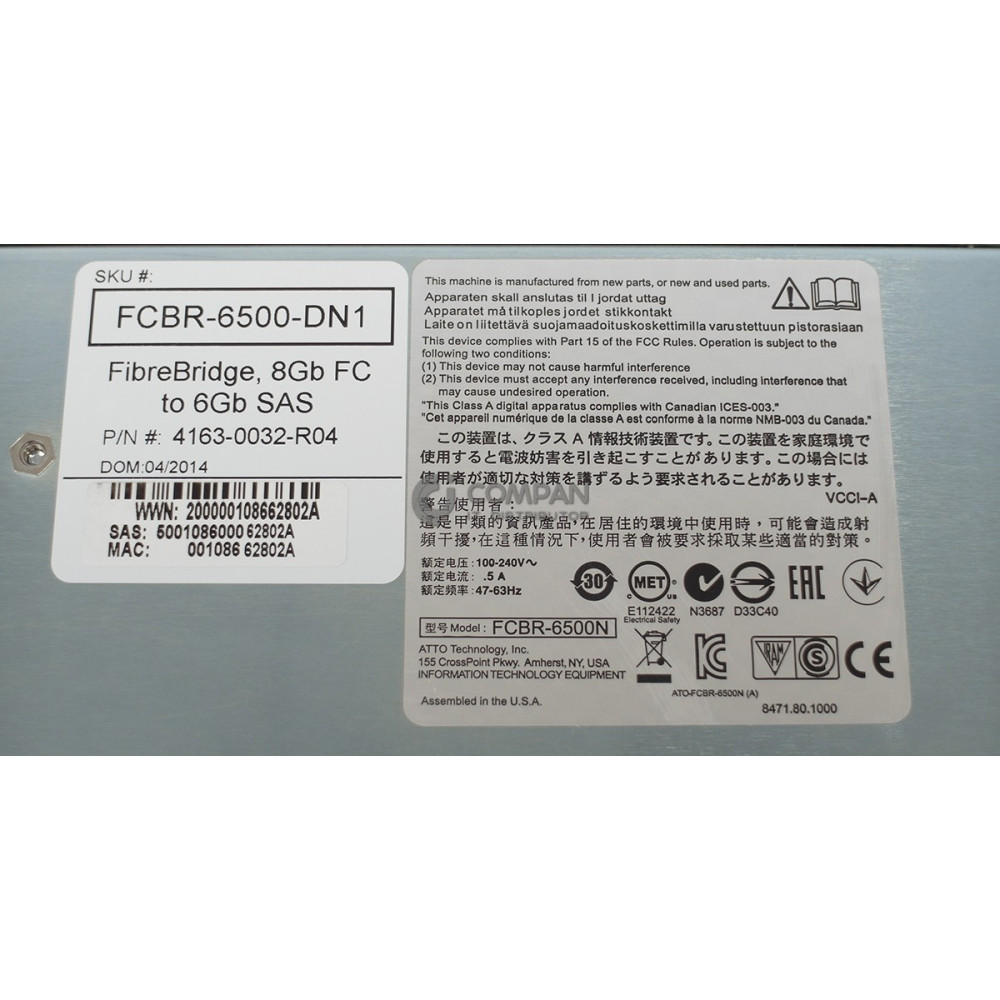 111-02666 NETAPP ATTO FIREBRIDGE BRIDGE 6500N FC-SAS 8GB FC TO 6GB SAS